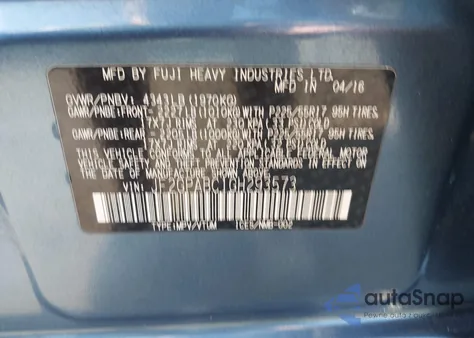 2016 Subaru Crosstrek 2.0I Premium from USA, damaged, VIN JF2GPABC1GH293573